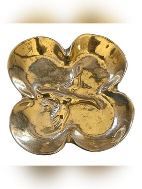Vintage Solid Brass Virginia Metalcrafters Clover Duck Trinket Dish Ashtray